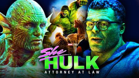 Mark Ruffalo as Smart Hulk, Tim Roth as Abomination, She-Hulk logo