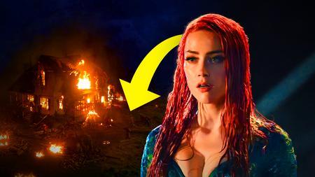 Amber Heard as Mera, arrow pointing to Aquaman 2 scene