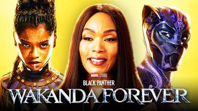 Angela Bassett, Letitia Wright as Shuri, Black Panther: Wakanda Forever logo