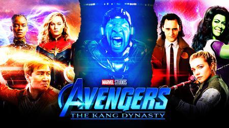 Shuri, Carol Danvers, Shang-Chi Kang the Conqueror, Avengers: The Kang Dynasty logo, Loki, She-Hulk