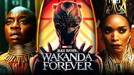 Black Panther 2 logo, Danai Gurira as Okoye, Angela Bassett as Queen Ramonda