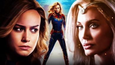 Angelina Jolie as Thena, Brie Larson as Captain Marvel