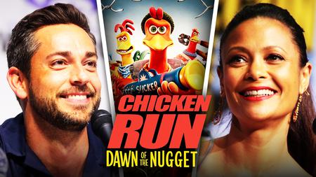 Zachary Levi and Thandiwe Newton, Chicken Run Dawn of the Nugget poster