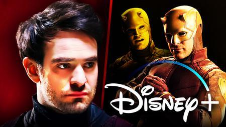 Charlie Cox as Matt Murdock, Daredevil, Disney Plus logo