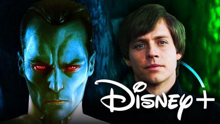 Thrawn, Luke Skywalker, Disney Plus logo