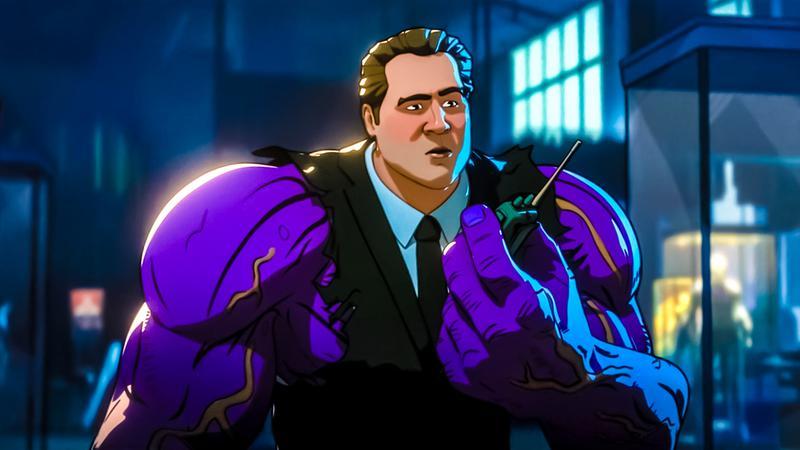 Animated Happy Hogan with the arms of The Freak in What If...?