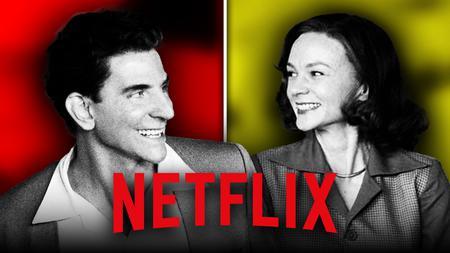 Bradley Cooper and Carey Mulligan, Maestro characters, Netflix logo