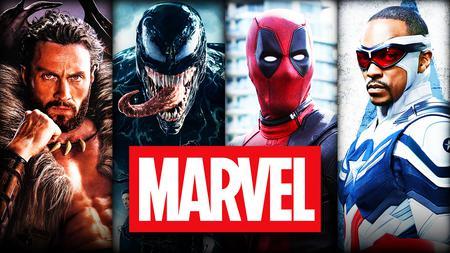 Kraven, Venom, Deadpool, Captain America, Marvel logo