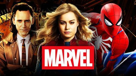 Loki, Captain Marvel, Spider-Man, Marvel logo