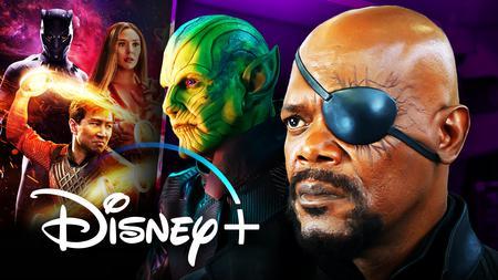 Secret Invasion, Nick Fury, Disney+ logo, Marvel heroes