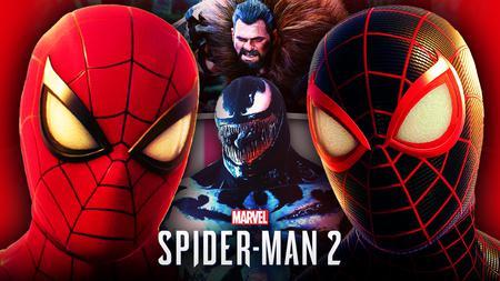 Spider-Man 2 Peter Parker, Miles Morales, Venom, and Kraven