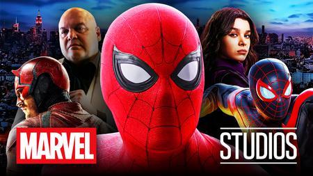 Spider-Man, Kingpin, Daredevil, Kate Bishop, Miles Morales, Marvel Studios logo