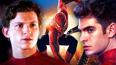 Tom Holland's Spider-Man with Andrew Garfield and Tobey Maguire's Peter Parker