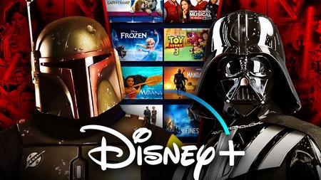 Boba Fett, Darth Vader, Disney plus logo