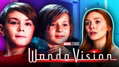 WandaVision logo, Elizabeth Olsen as Wanda Maximoff, Tommy, Billy