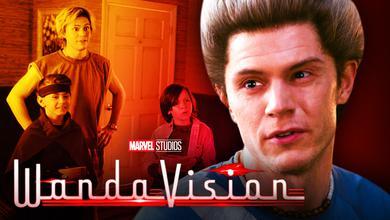 Evan Peters as Quicksilver, WandaVision logo, Jett Klyne as Tommy, Julian Hilliard as Billy