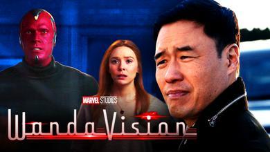 Vision, Wanda Maximoff, Jimmy Woo, WandaVision logo.