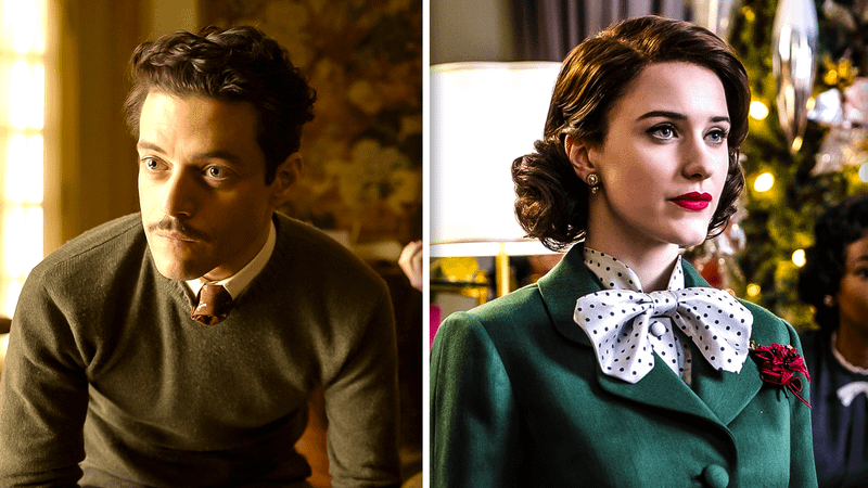 Rami Malek in Amsterdam & Rachel Brosnahan in The Marvelous Ms. Maisel